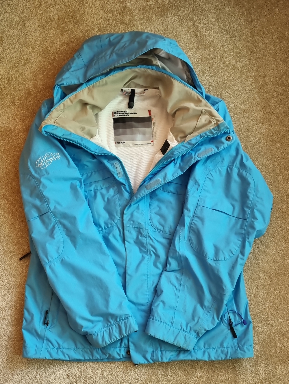 Bonfire Fusion Women's Snowboard Ski Jacket Waterproof Hooded Blue Size M